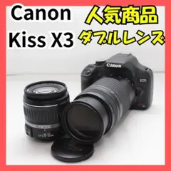 Wレンズ✨canon kiss x3⭐️ 手ブレ補正 望遠 一眼レフカメラ - メルカリ