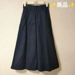 ✨美品✨ネイビー綿100%フレアスカート Aラインコットンスカート サイドマチ入