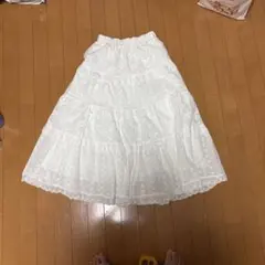 ホワイト レース フレアスカート