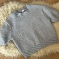 ZARA 半袖　ニット　ブルー
