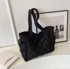 キルティング トートバッグ 黒 軽量 シンプル A4 レディース マザーズバッグ