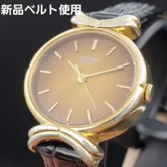 希少デザイン 新品電池 SEIKO クォーツ ブラウン文字盤 レディース