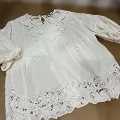 ZARA ホワイト レース刺繍 ブラウス