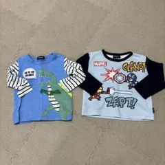 4. kladskap 恐竜とマーベル長袖カットソーセット 100cm