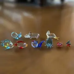 カラフルなガラス製海洋生物フィギュアセット