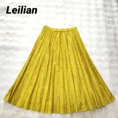【Leilian レリアン】カットワークレース　プリーツスカート　洗える　刺繍のサムネイル