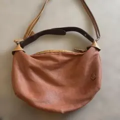 ペレボルサ オレンジ色　キャンバスレザーショルダーバッグ