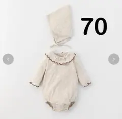 &mignon アンドミニョン バースデイ 帽子付きロンパース 70
