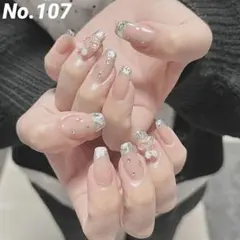【No.107】ガラスフレンチ♡ちゅるん ワンホン ネイルチップ 春 ガーリー