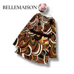 BELLEMAISON ベルメゾン　七分袖カットソー　チュニック　総柄　Lサイズのサムネイル