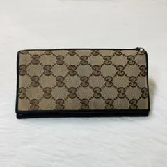 早い者勝ち　美品　GUCCI グッチ　GG キャンバス　茶　人気　ロング　財布