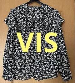 VIS 2WAYラッフルカラーロングスリーブブラウス　フリーサイズ