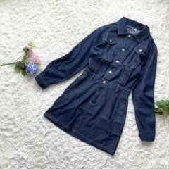 デニムシャツミニワンピース　長袖　タイト