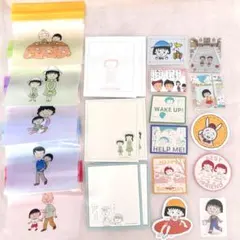 ちびまる子ちゃん　3COINS　スリーコインズ　りぼん　ステッカー　メモ　バッグ