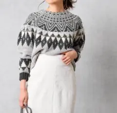 人気完売商品 DouDou　ジャガードニット　ノルディック柄