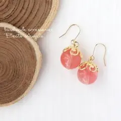 ◇◇チェリークォーツの一粒ピアス(p-042)