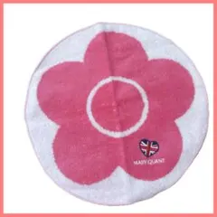 MARY QUANT タオルハンカチ 丸型 ロゴ刺繍 ピンク 可愛い