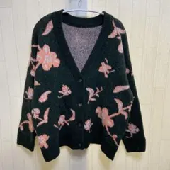 CLASSICAL ELF フラワージャガードニットカーディガン M