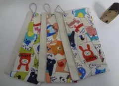 大3枚set*ループ付き*ガーゼハンカチタオル*アニマル*ハンドメイド