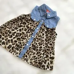 【美品】ベビードール⭐︎ノースリーブトップス/ヒョウ柄/シフォン素材　110cmのサムネイル