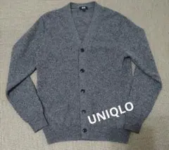UNIQLO　グレー Vネック ウール100%カーディガン サイズМ