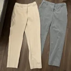 PLST スラックス ベージュ グレー Mサイズ