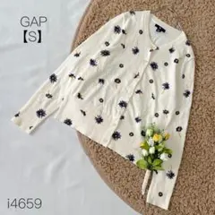 ギャップ　GAP フラワー刺繍カーディガン 花柄　羽織　冷房対策　白【S】のサムネイル