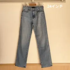 UNIQLO スリムストレートハイライズジーンズ 24 ブルー