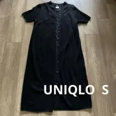 新品　UNIQLO ブラック 半袖レースニットワンピース Sサイズ