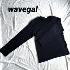【wavegal】長袖ＶネックTシャツ リブ素材 ブラック L 無地 シンプル