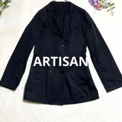 a316【アルチザン】ダブルブレストジャケットトレンチコートスプリングコートＭ