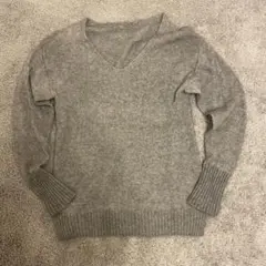 TRICOT GREGE アンゴラ・タヌキ混 Vネックニット 9号 グレー