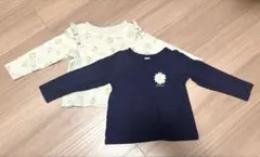 petit main ネイビー 花柄　長袖　カットソー　キッズ　子ども　女の子