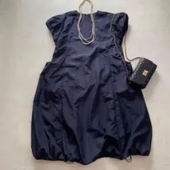 LOWRYS FARM 　ナイロンバルーンワンピース　ネイビー