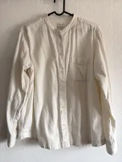ホワイト コットン 長袖シャツ Lサイズ