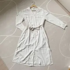 最終値下げ【UNIQLO】白シャツワンピース 長袖 ベルト付き