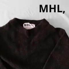 MHL. マーガレットハウエル ウール クルーネックニット ネイビー Mのサムネイル