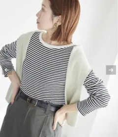 イエナ　ボーダーテレコTシャツ