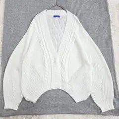 美品 ブルーレーベルクレストブリッジ ケーブルニット カーディガン 白 38 M