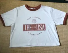レトロガール ロゴプリントリンガーTEE クロップド丈 リンガーTシャツのサムネイル