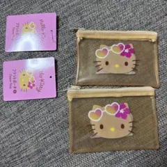 ハローキティ 日焼けキティ　フラットポーチ　ダイソー　セリア