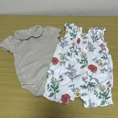 〈匿名配送〉GAP 花柄と無地ロンパースセット 3-6ヶ月　60センチ