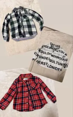 長袖　チェックシャツ　子供服　3点セット