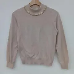 ☆earth music&ecologyパールネックライン長袖ニットセーター M