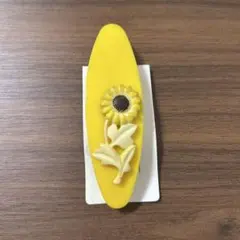 アンティーク バレッタ 昭和 レトロ 花 夏 ひまわり あイエロー ヴィンテージ