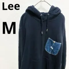 Lee フード付きパーカーデニムポケット付きネイビー レディースM