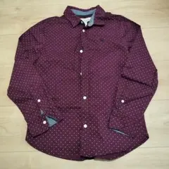 L.O.G.G. バーガンディ ドット柄 長袖シャツ 140cm