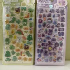 3Dシール シール交換 2枚セット 恐竜 ねこ ユニコーン アボガド 黄 紫 緑