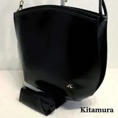 Kitamura キタムラ ワンショルダーバッグ レザー 黒 ポーチ付き 肩掛け