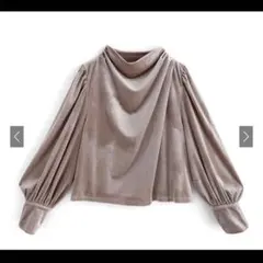 ベロアタックブラウス[ta084]美品、グレイル